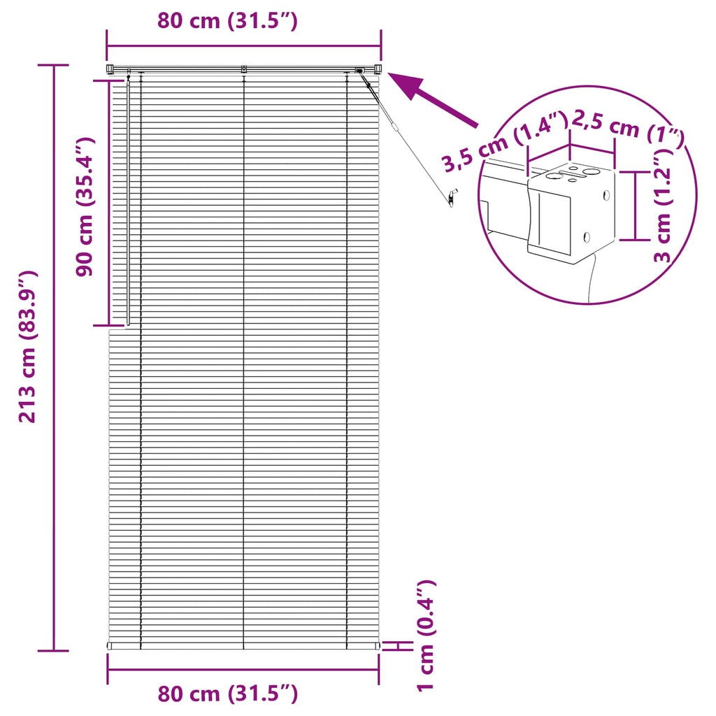 vidaXL Żaluzja wenecka Czarny 213 x 80 cm 25 mm PVC