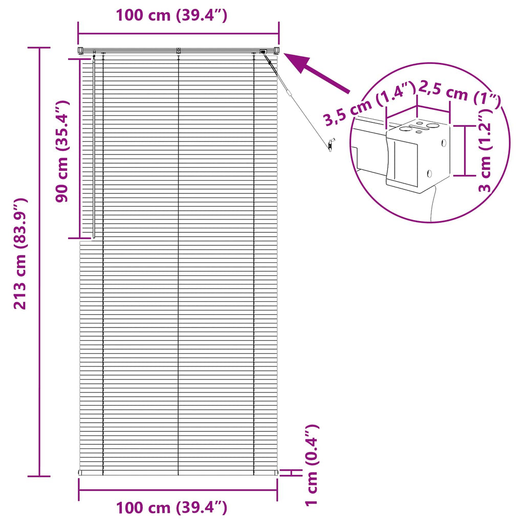 vidaXL Żaluzja wenecka Czarny 213 x 100 cm 25 mm PVC