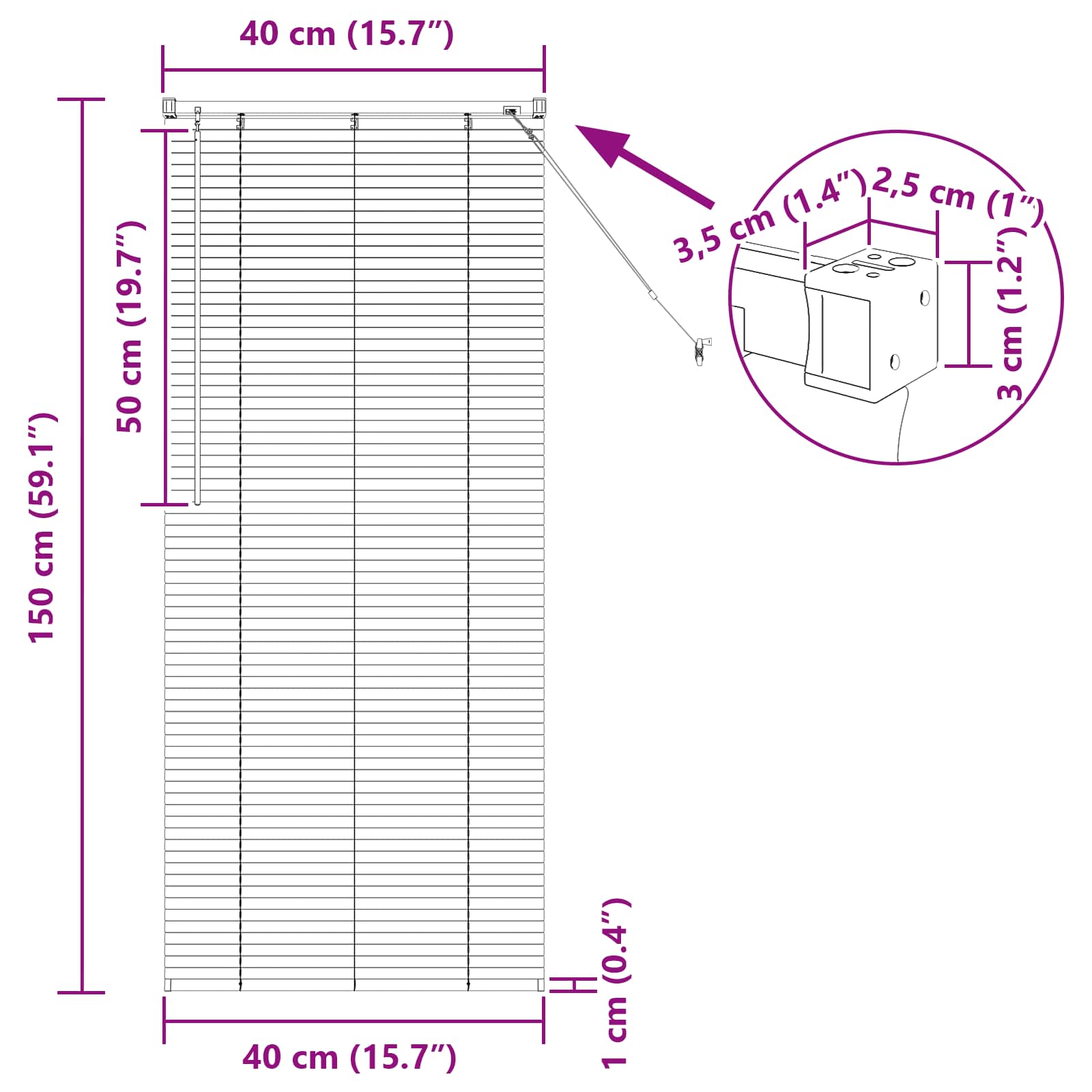 vidaXL Żaluzja wenecka Jasnobrązowy ze wzorem 150 x 40 cm 25 mm PVC