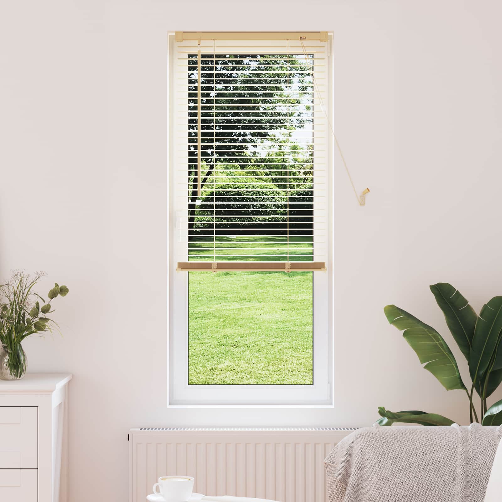 vidaXL Żaluzja wenecka Jasnobrązowy ze wzorem 150 x 50 cm 25 mm PVC