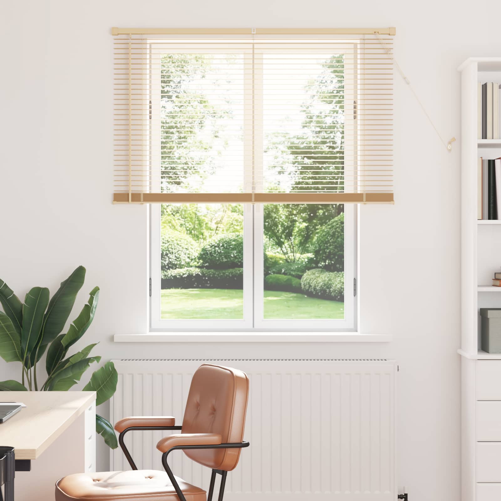 vidaXL Żaluzja wenecka Jasnobrązowy ze wzorem 150 x 120 cm 25 mm PVC