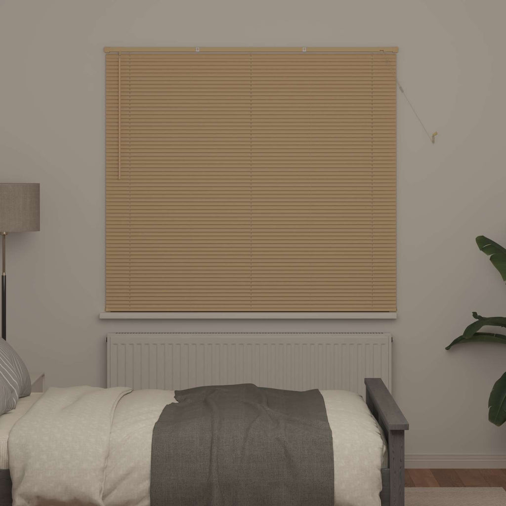 vidaXL Żaluzja wenecka Jasnobrązowy ze wzorem 150 x 140 cm 25 mm PVC