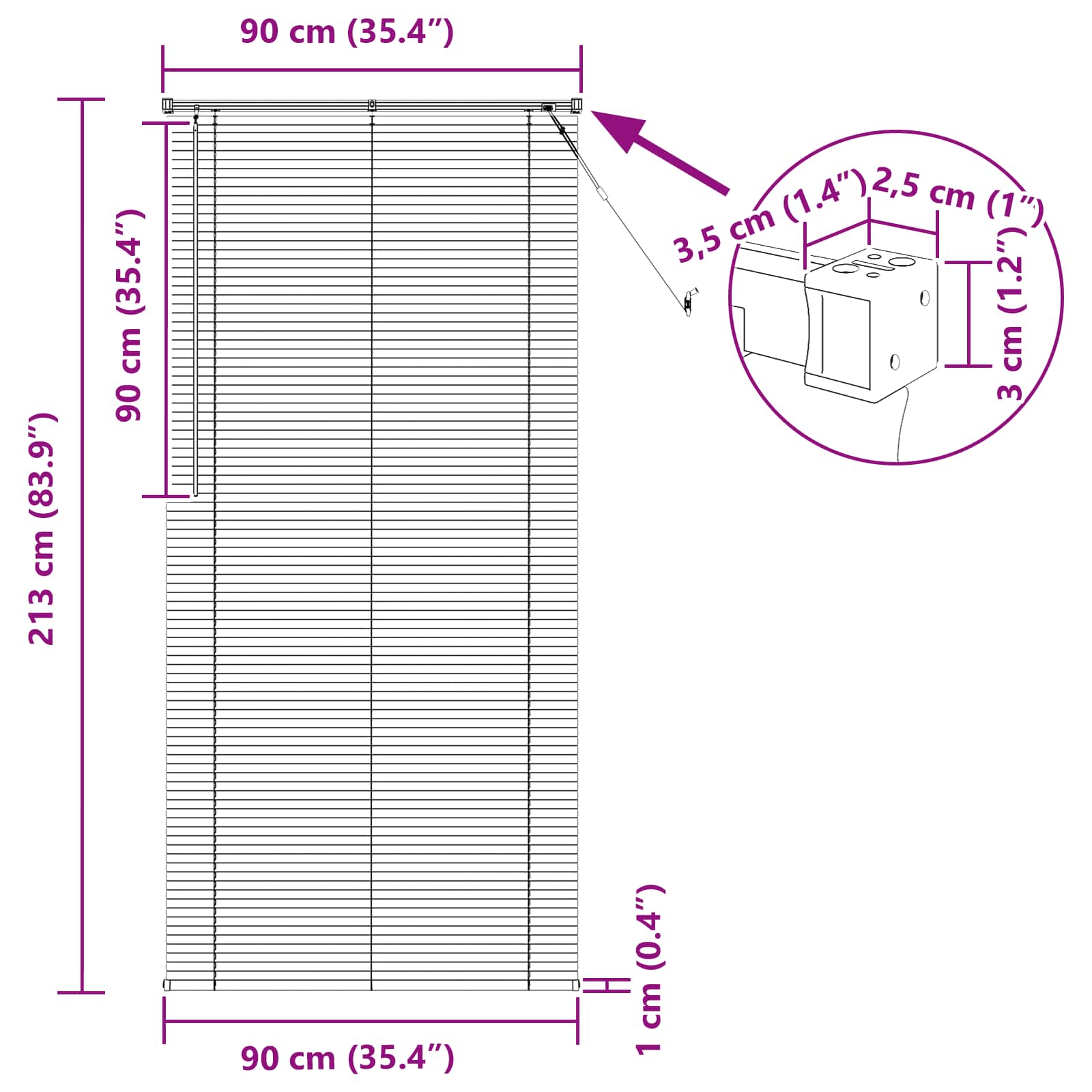 vidaXL Żaluzja wenecka Jasnobrązowy ze wzorem 213 x 90 cm 25 mm PVC