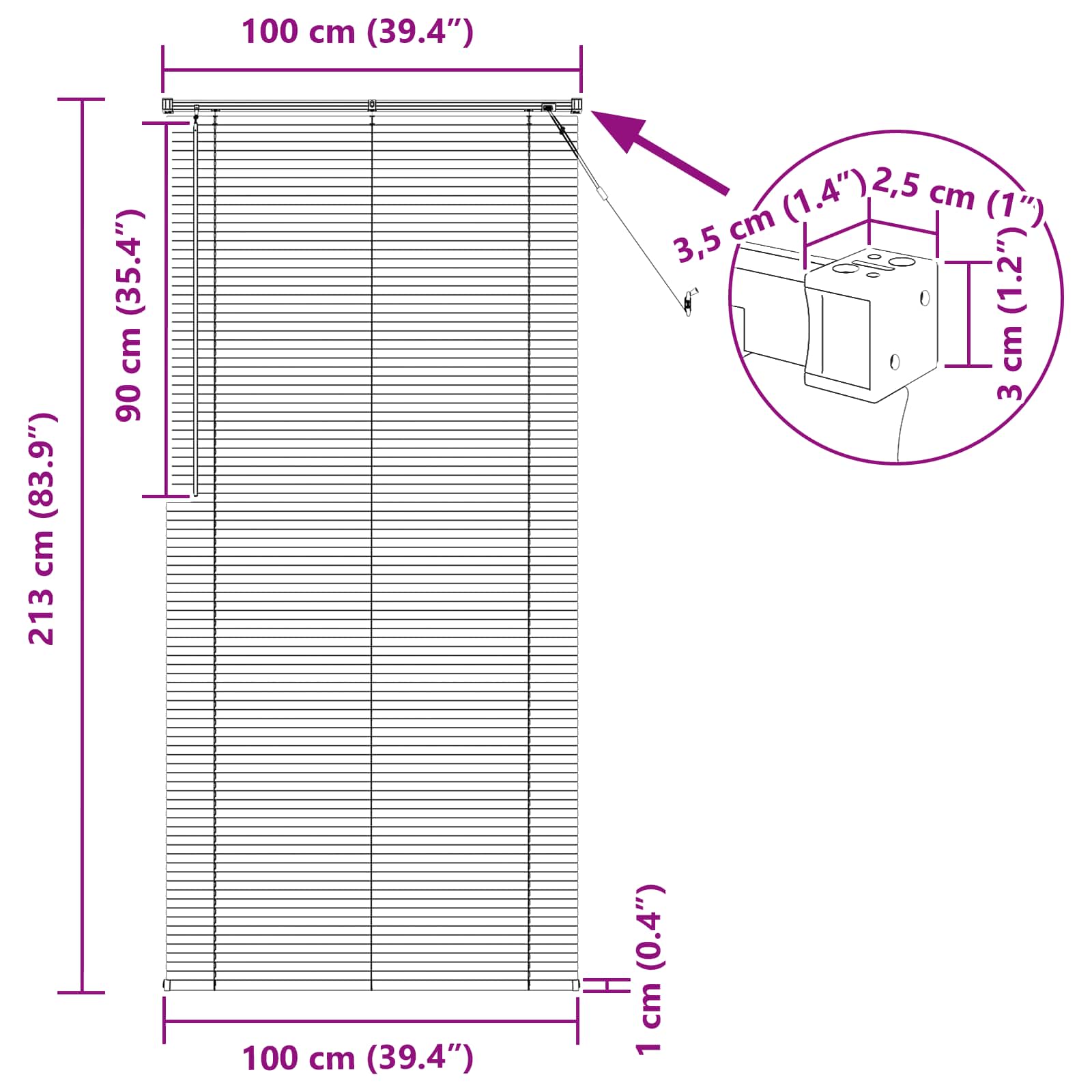 vidaXL Żaluzja wenecka Jasnobrązowy ze wzorem 213 x 100 cm 25 mm PVC