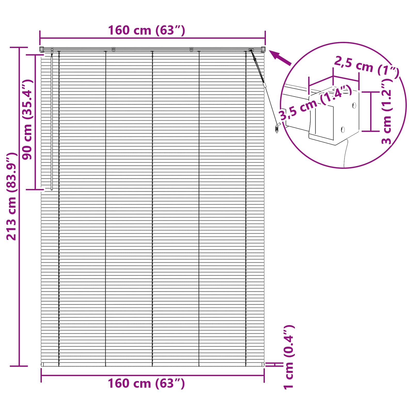 vidaXL Żaluzja wenecka Jasnobrązowy ze wzorem 213 x 160 cm 25 mm PVC