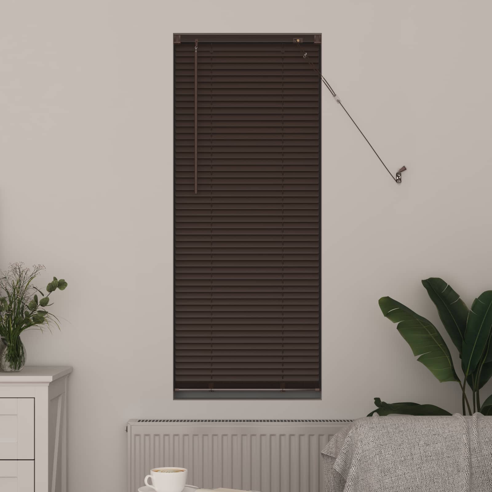 vidaXL Żaluzja wenecka Ciemnobrązowy ze wzorem 150 x 60 cm 25 mm PVC