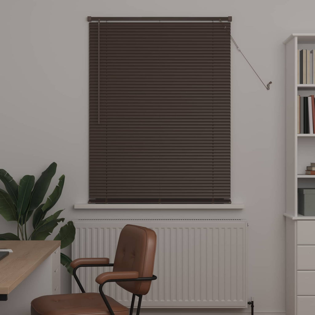 vidaXL Żaluzja wenecka Ciemnobrązowy ze wzorem 150 x 80 cm 25 mm PVC