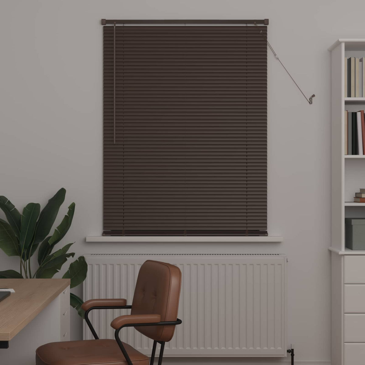 vidaXL Żaluzja wenecka Ciemnobrązowy ze wzorem 150 x 80 cm 25 mm PVC