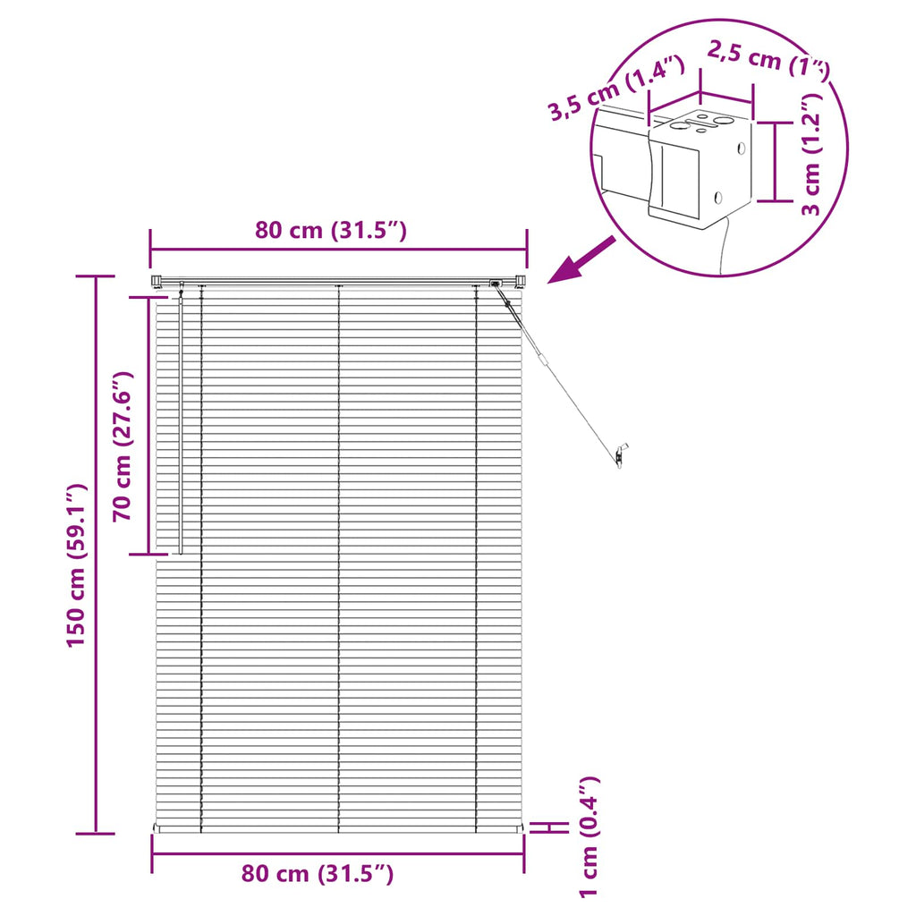 vidaXL Żaluzja wenecka Ciemnobrązowy ze wzorem 150 x 80 cm 25 mm PVC