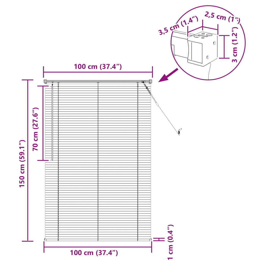 vidaXL Żaluzja wenecka Ciemnobrązowy ze wzorem 150 x 100 cm 25 mm PVC
