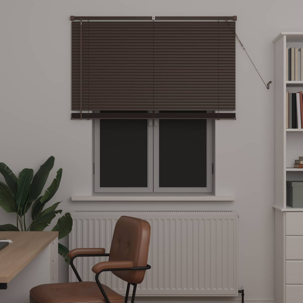 vidaXL Żaluzja wenecka Ciemnobrązowy ze wzorem 150 x 120 cm 25 mm PVC
