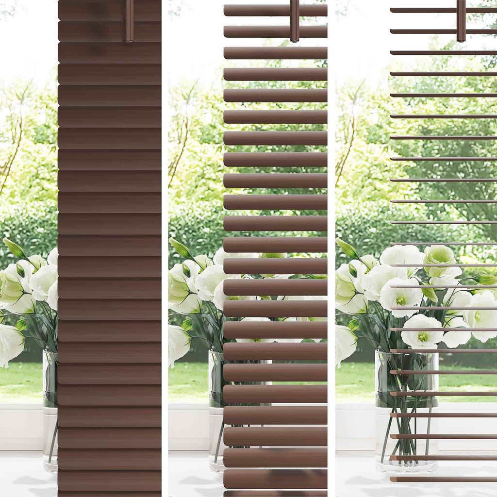 vidaXL Żaluzja wenecka Ciemnobrązowy ze wzorem 150 x 120 cm 25 mm PVC