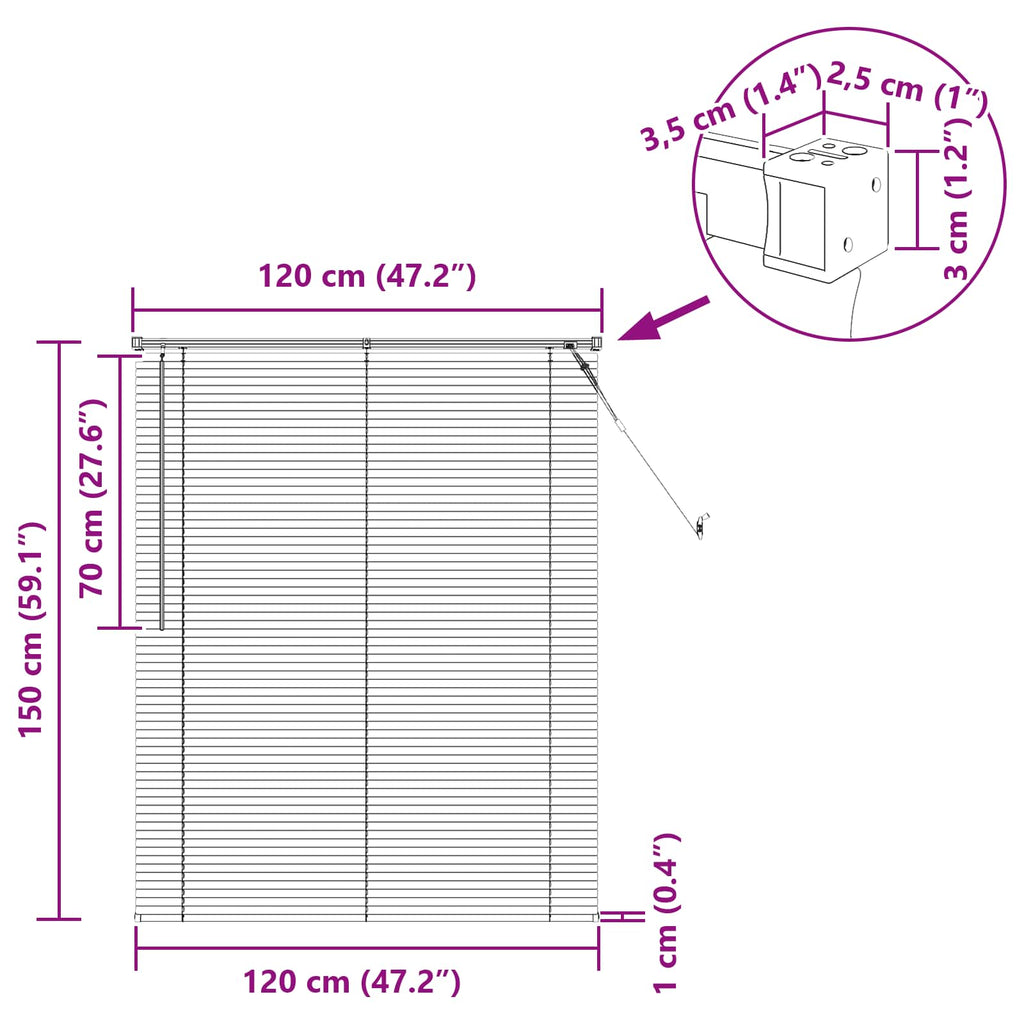 vidaXL Żaluzja wenecka Ciemnobrązowy ze wzorem 150 x 120 cm 25 mm PVC