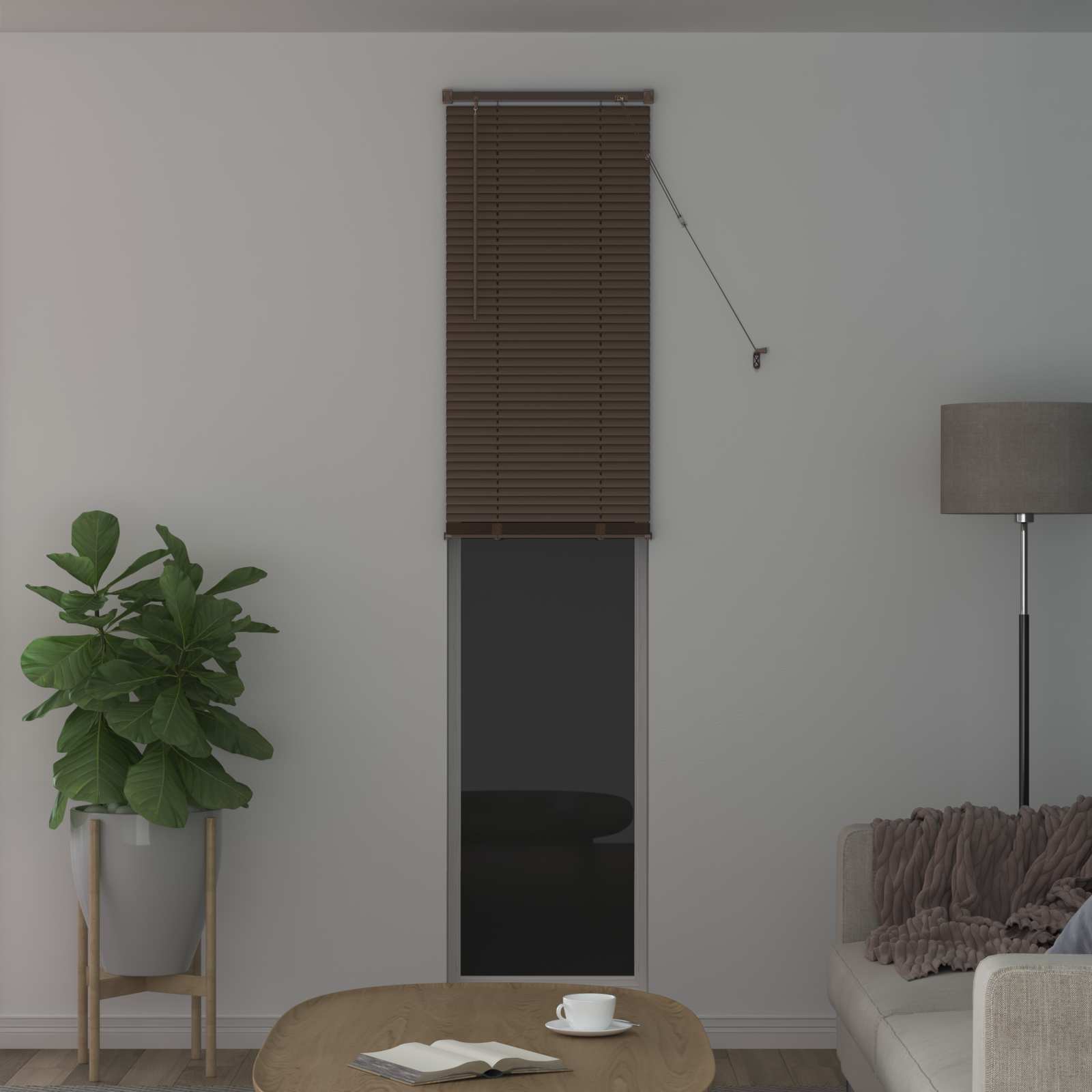 vidaXL Żaluzja wenecka Ciemnobrązowy ze wzorem 213 x 60 cm 25 mm PVC