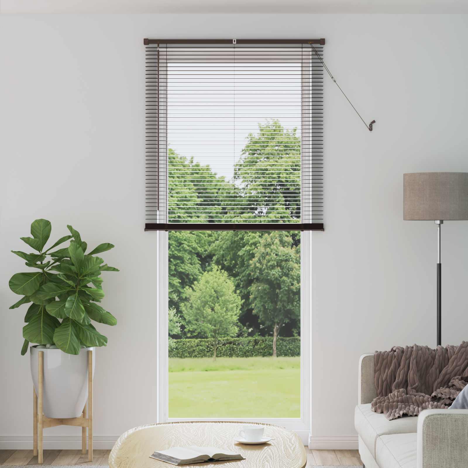 vidaXL Żaluzja wenecka Ciemnobrązowy ze wzorem 213 x 90 cm 25 mm PVC