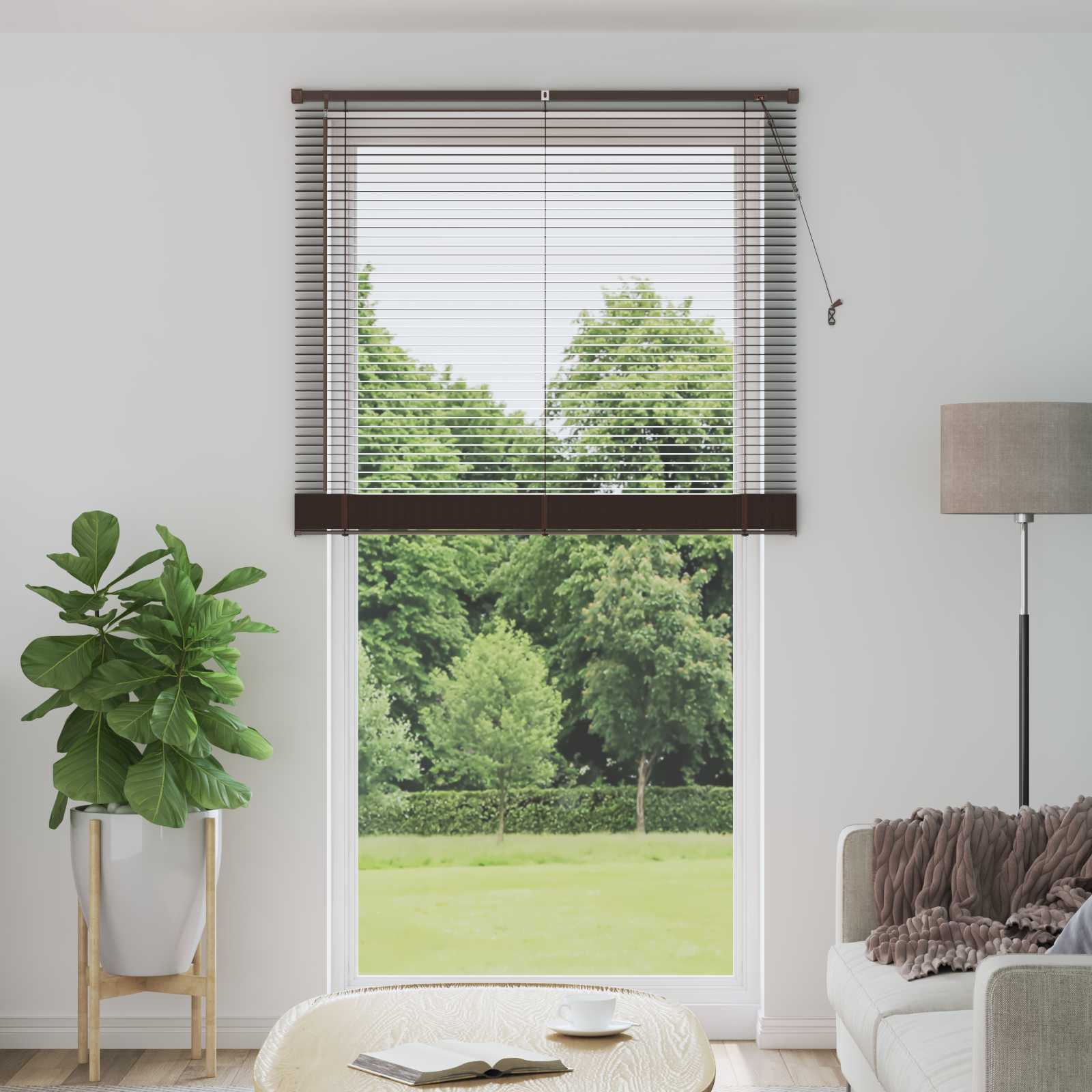 vidaXL Żaluzja wenecka Ciemnobrązowy ze wzorem 213 x 110 cm 25 mm PVC