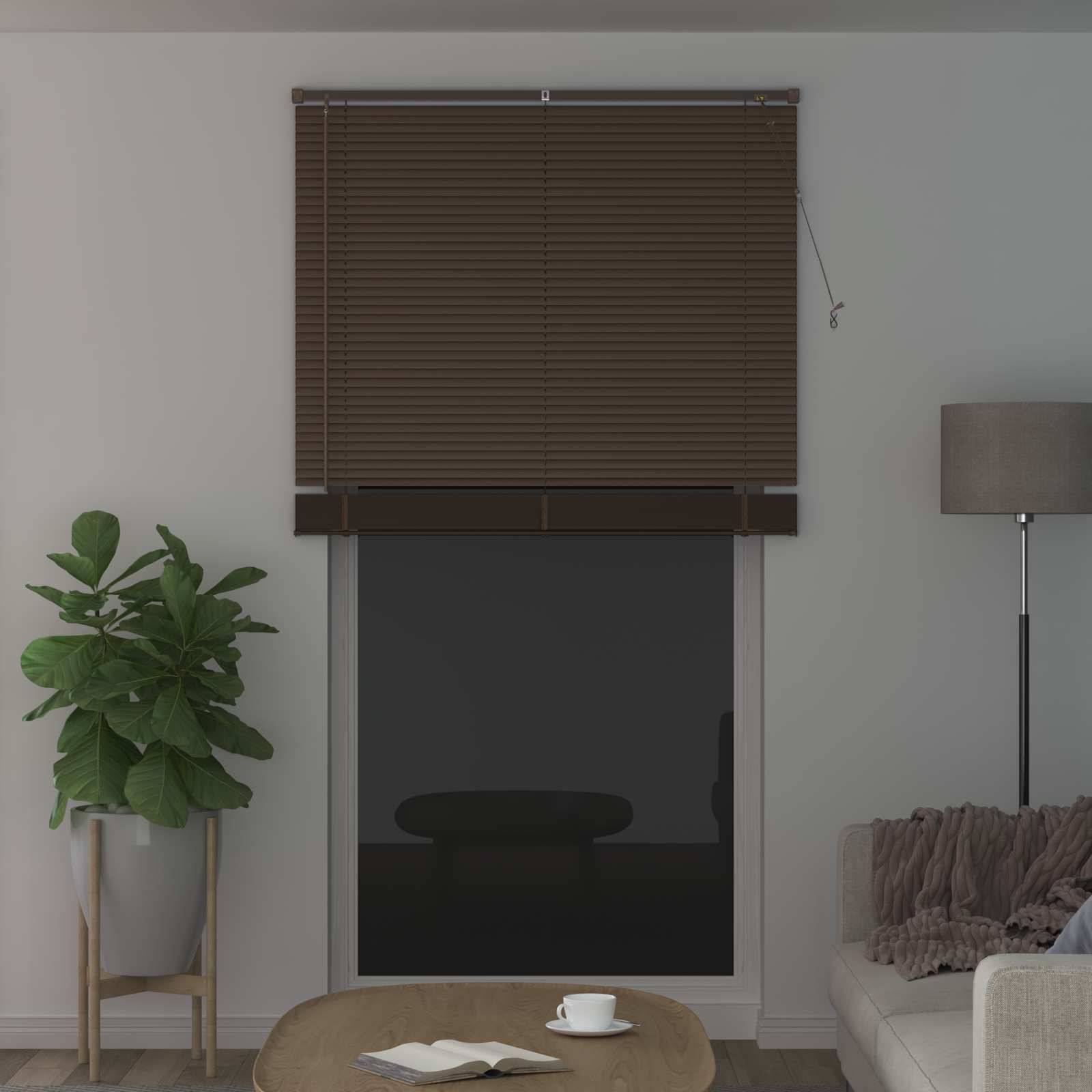 vidaXL Żaluzja wenecka Ciemnobrązowy ze wzorem 213 x 110 cm 25 mm PVC