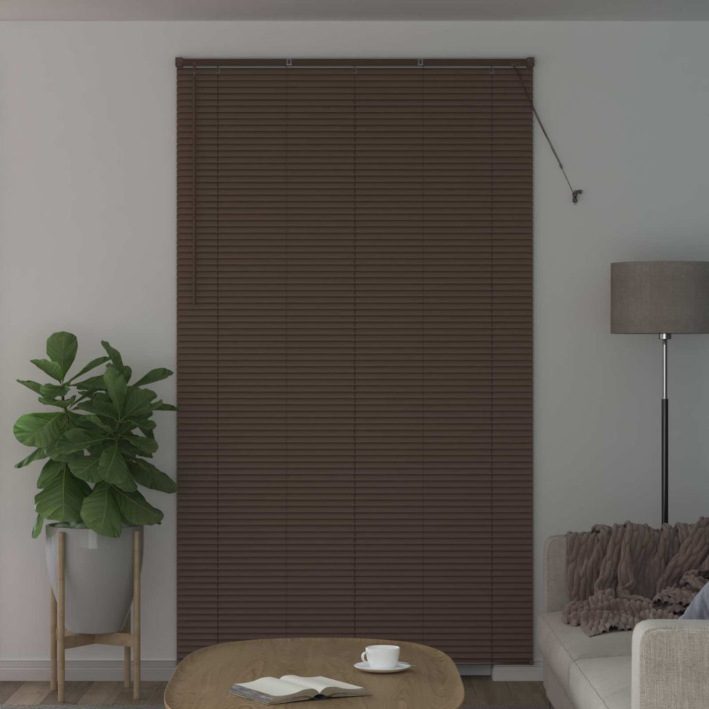 vidaXL Żaluzja wenecka Ciemnobrązowy ze wzorem 213 x 150 cm 25 mm PVC