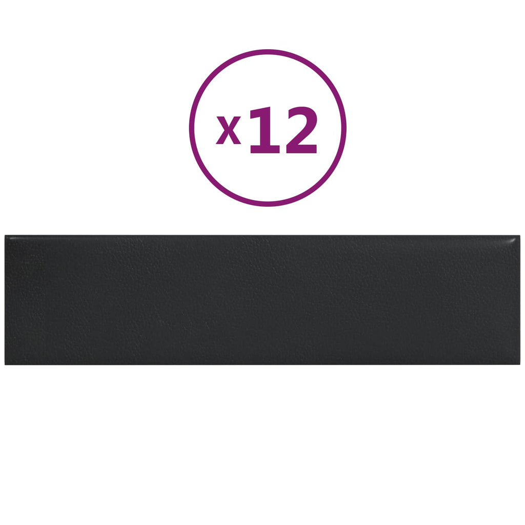 vidaXL Wejściowy zagłówek 12 pcs 60 x 15 cm Czarny tkanina