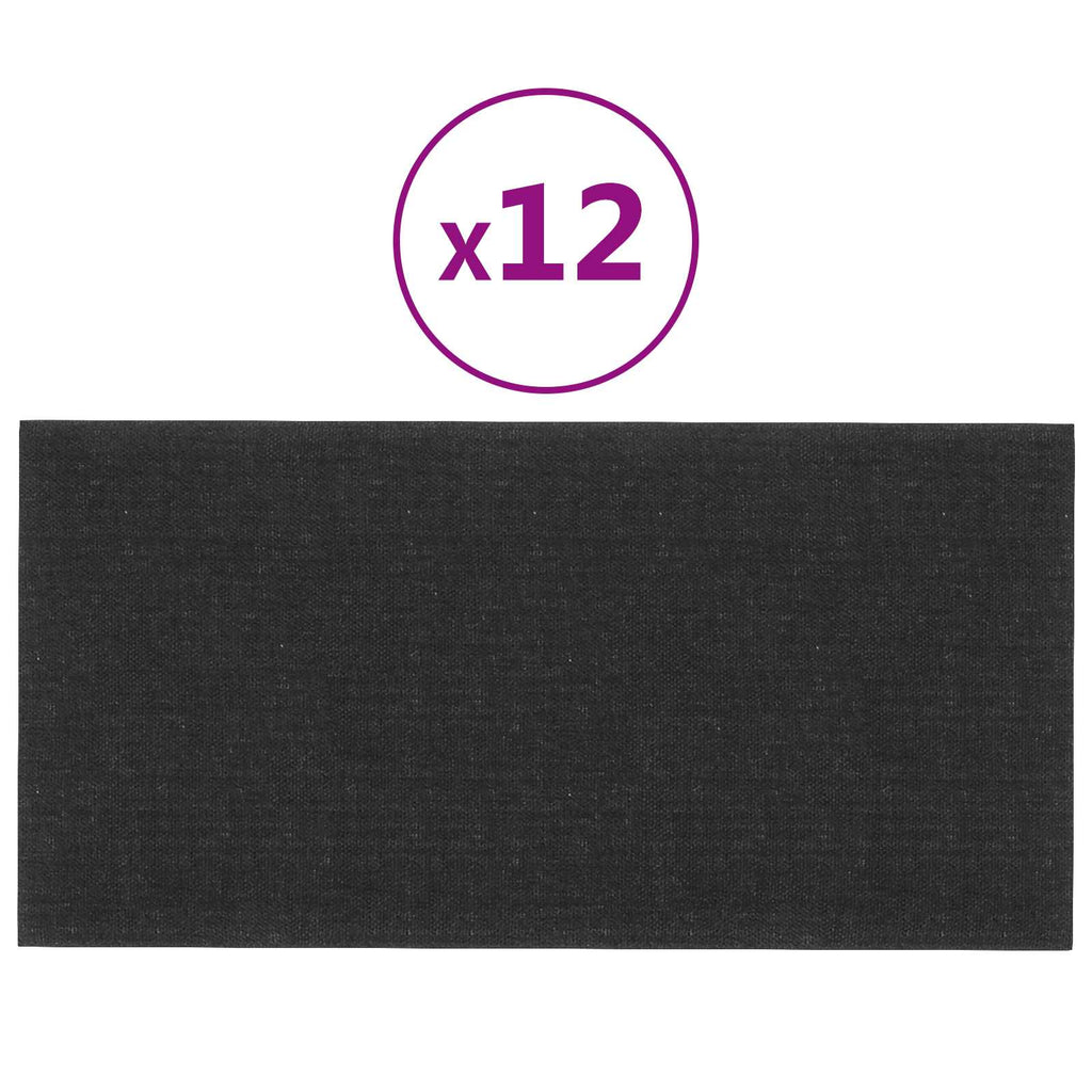 vidaXL Wejściowy zagłówek 12 pcs 60 x 30 cm Czarny tkanina