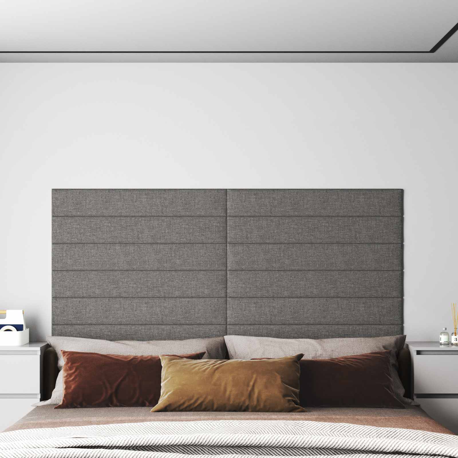 vidaXL Wejściowy zagłówek 12 pcs 90 x 15 cm Jasnoszary tkanina