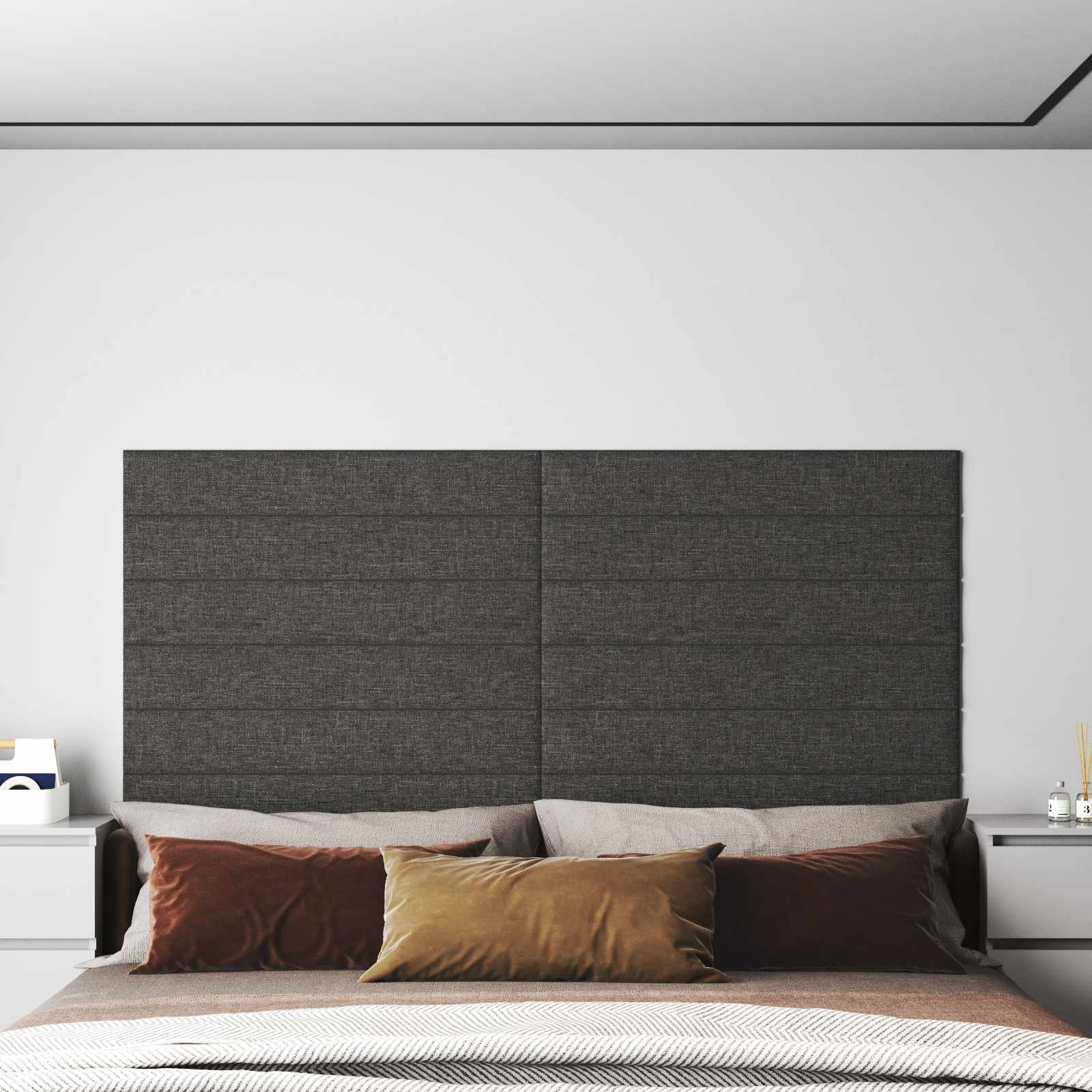vidaXL Wejściowy zagłówek 12 pcs 90 x 15 cm Ciemnoszary tkanina