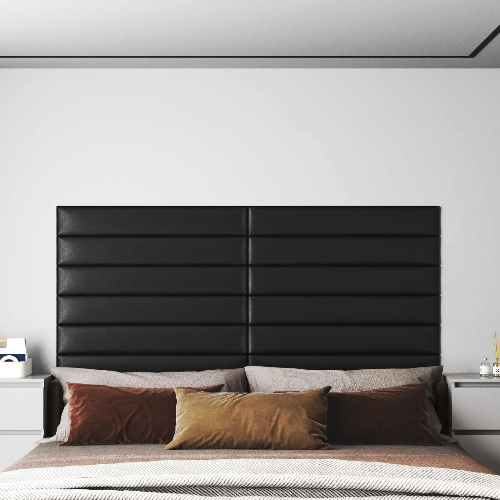 vidaXL Wejściowy zagłówek 12 pcs 90 x 15 cm Czarny tkanina