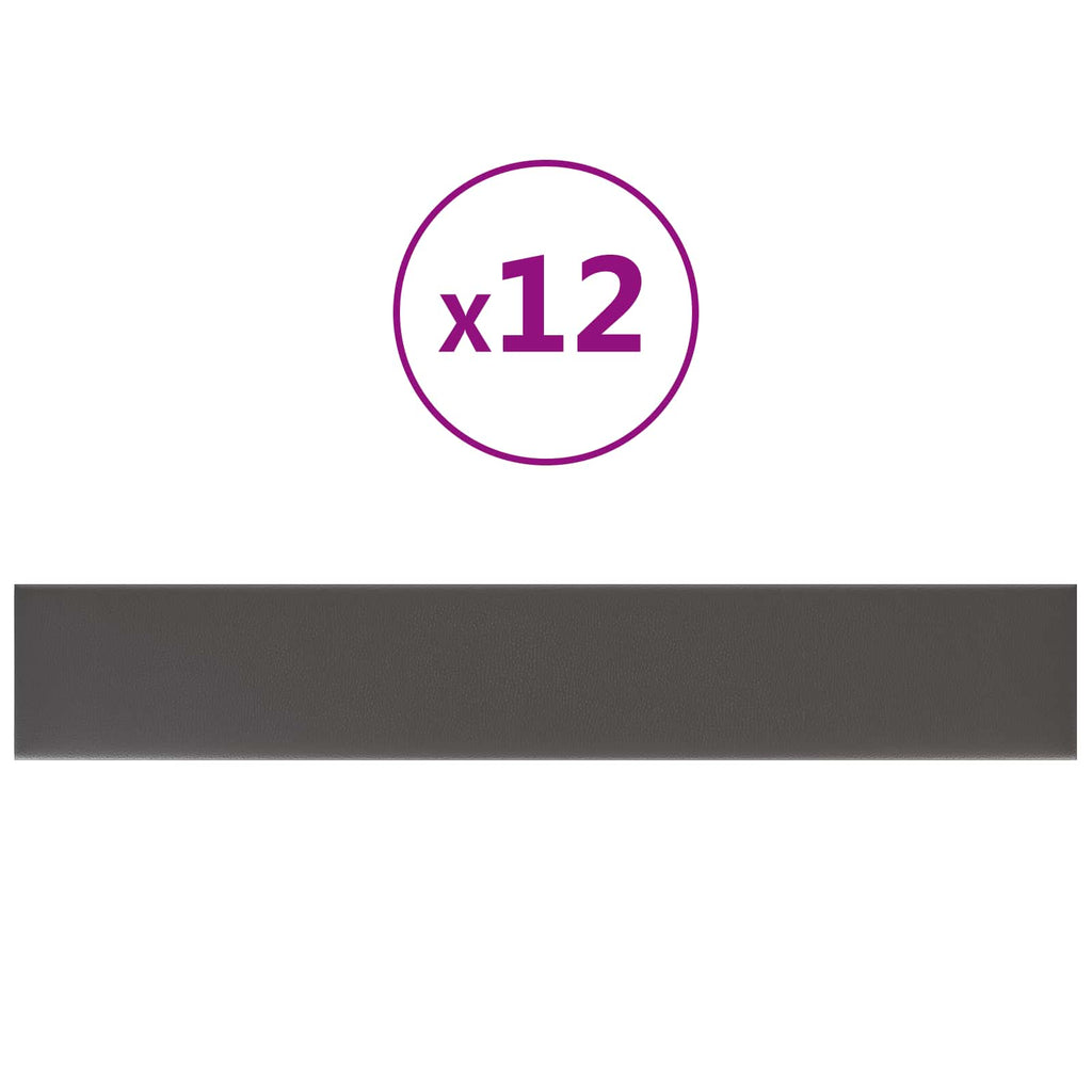 vidaXL Wejściowy zagłówek 12 pcs Szary 90 x 15 cm tkanina