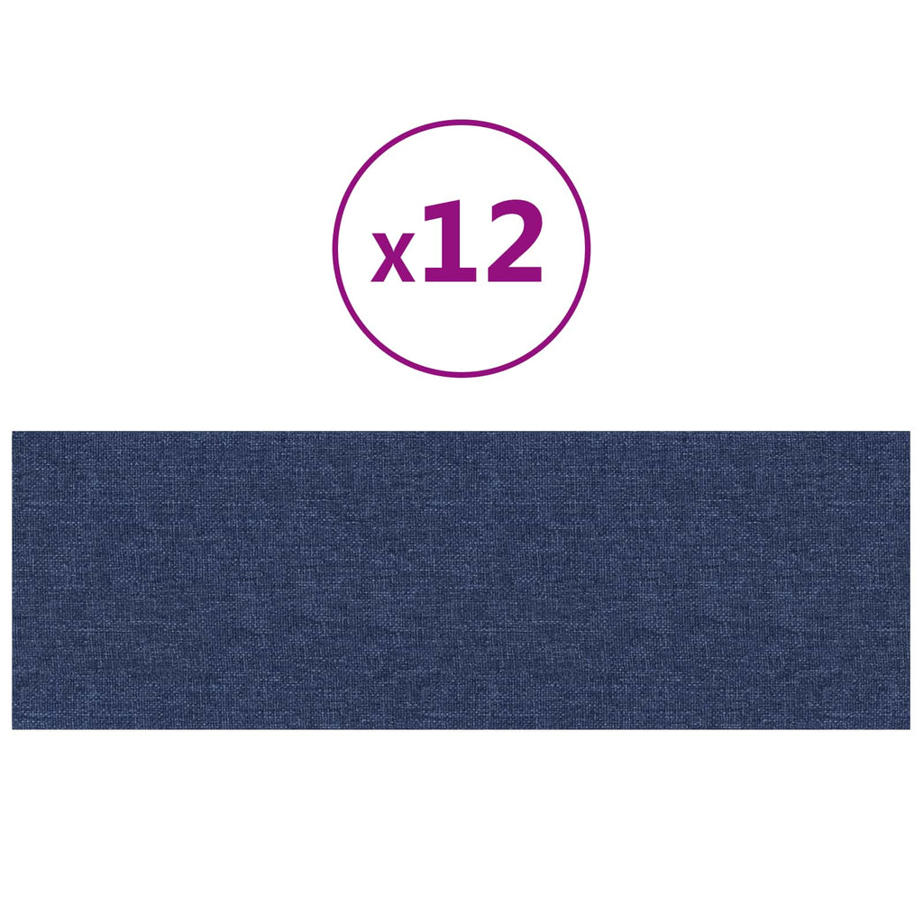vidaXL Wejściowy zagłówek 12 pcs 90 x 30 cm Niebieski tkanina