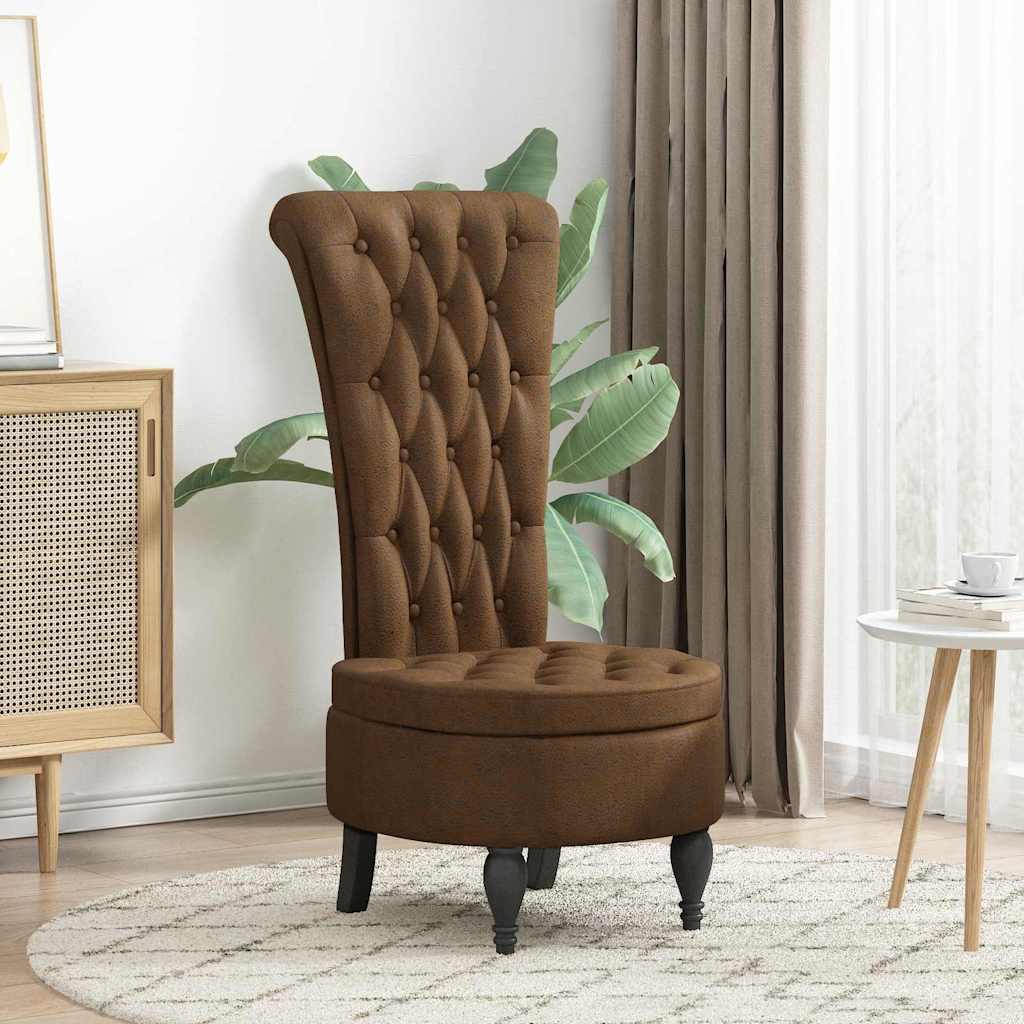 vidaXL Fotel typu slipper Brązowy 56,5 x 70 x 110 cm Skóra zamszowa