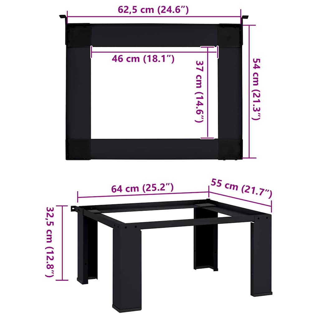 vidaXL Podstawka na Pralkę Czarny 64 x 55 x 32,5 cm Stal