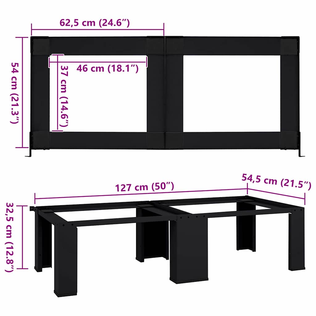 vidaXL Podstawka na Pralkę 2 pcs Czarny 127 x 54,5 x 32,5 cm Stal