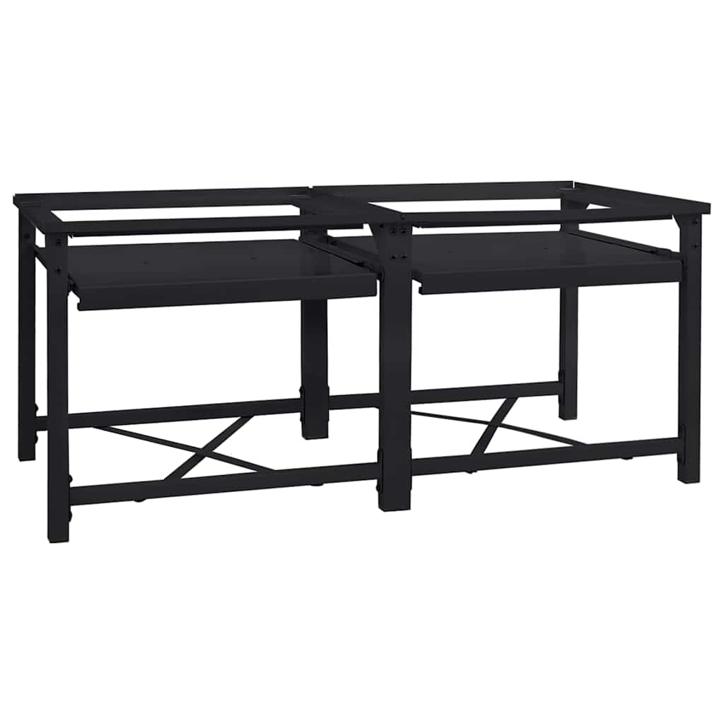 vidaXL Podstawka na Pralkę 2 pcs Czarny 120 x 56 x 52 cm Stal