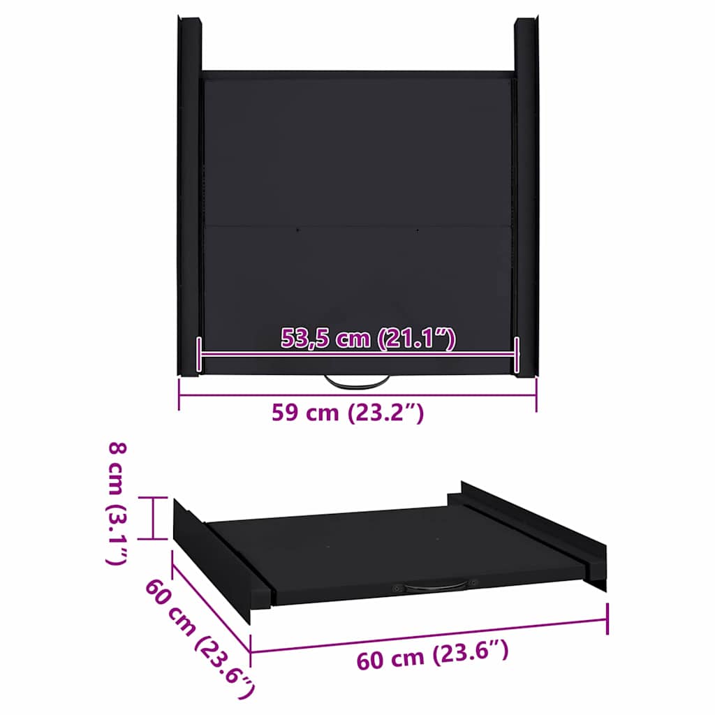 vidaXL Półka Średnia do Pralki Czarny 60 x 60 x 8 cm Stal