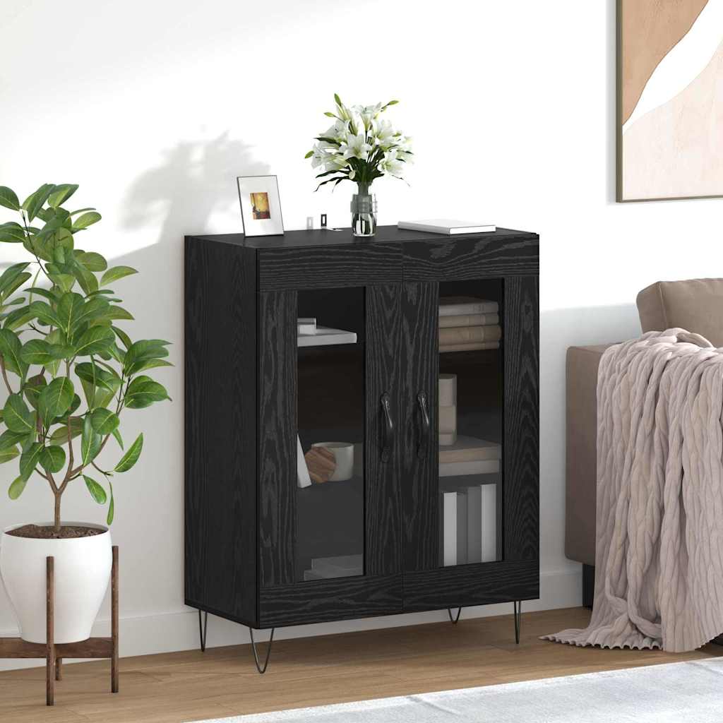 vidaXL Bufet Czarny Dąb 69,5 x 34 x 90 cm Materiał drewnopochodny