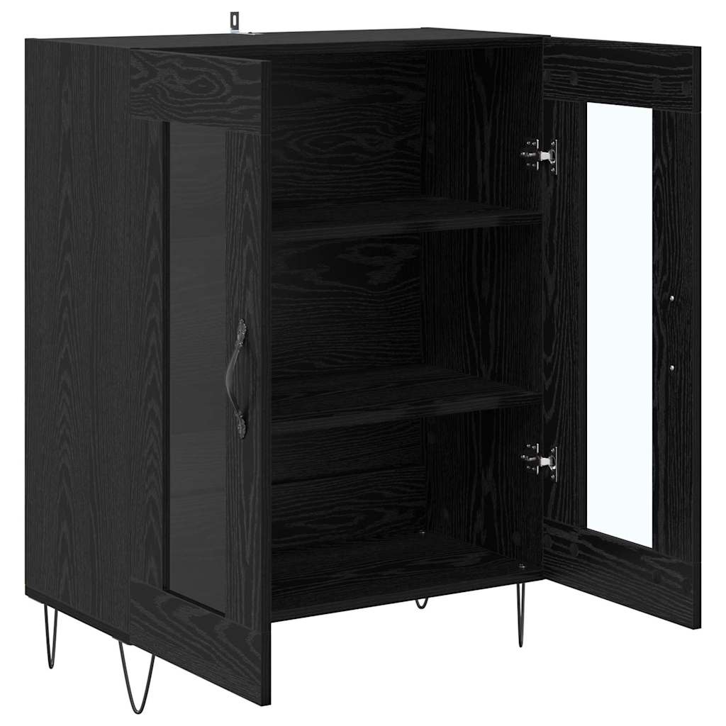 vidaXL Bufet Czarny Dąb 69,5 x 34 x 90 cm Materiał drewnopochodny