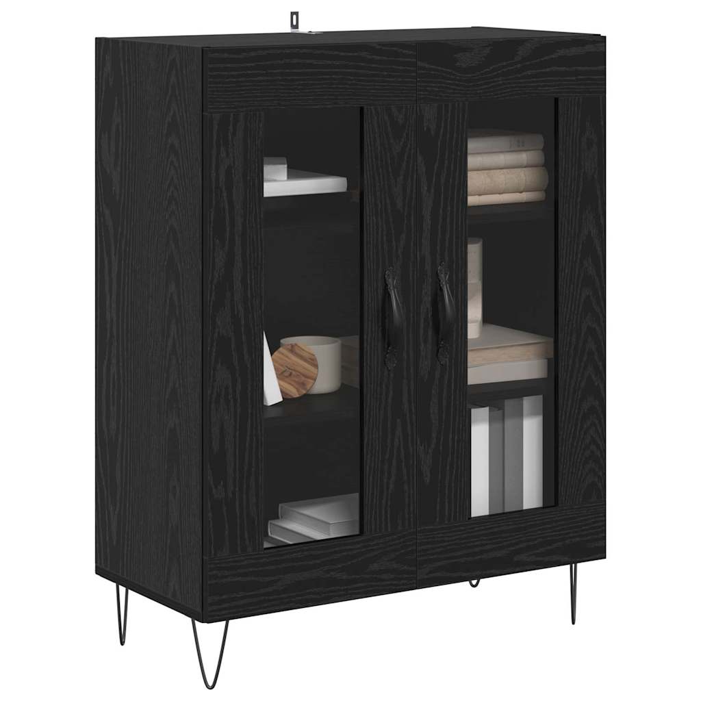 vidaXL Bufet Czarny Dąb 69,5 x 34 x 90 cm Materiał drewnopochodny