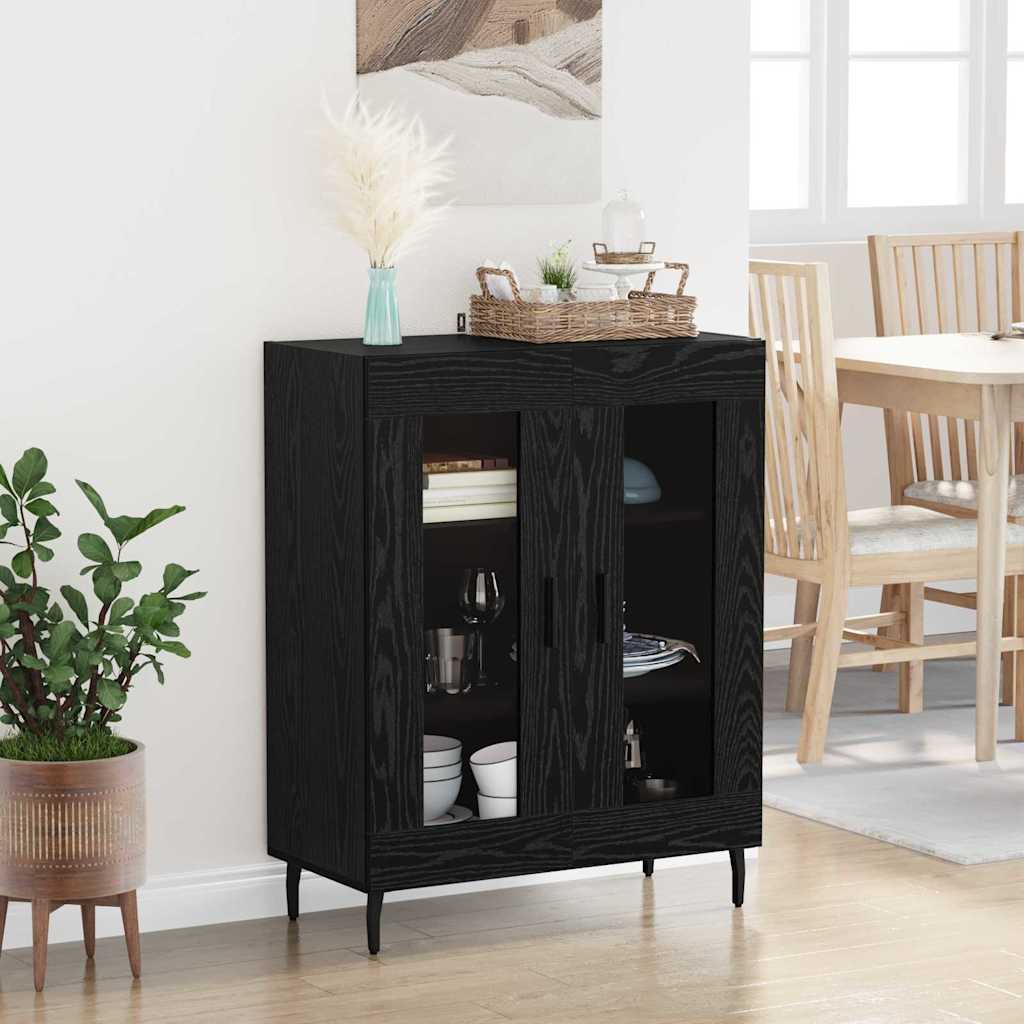 vidaXL Bufet Czarny Dąb 69,5 x 34 x 90 cm Materiał drewnopochodny