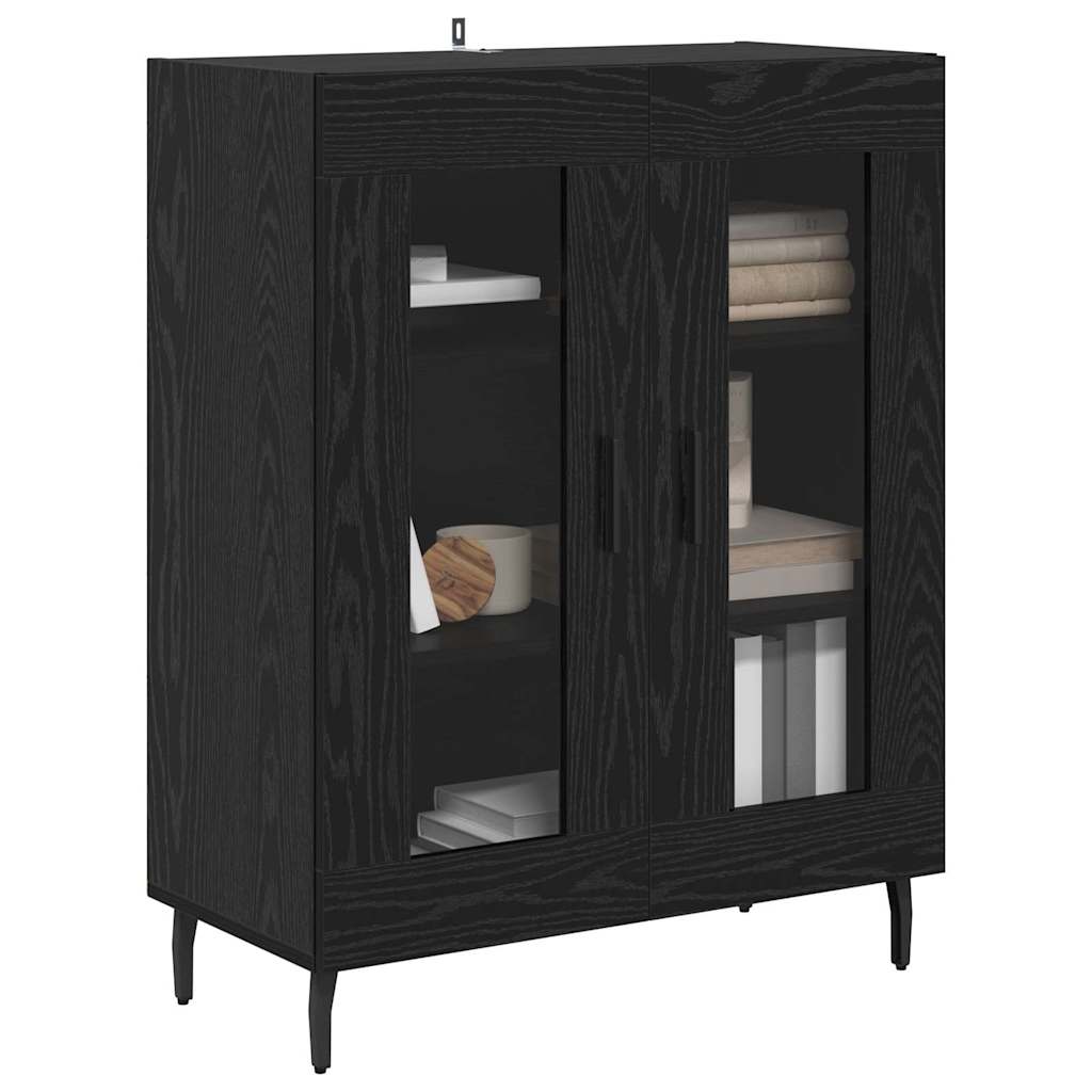 vidaXL Bufet Czarny Dąb 69,5 x 34 x 90 cm Materiał drewnopochodny