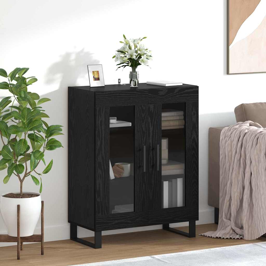 vidaXL Bufet Czarny Dąb 69,5 x 34 x 90 cm Materiał drewnopochodny