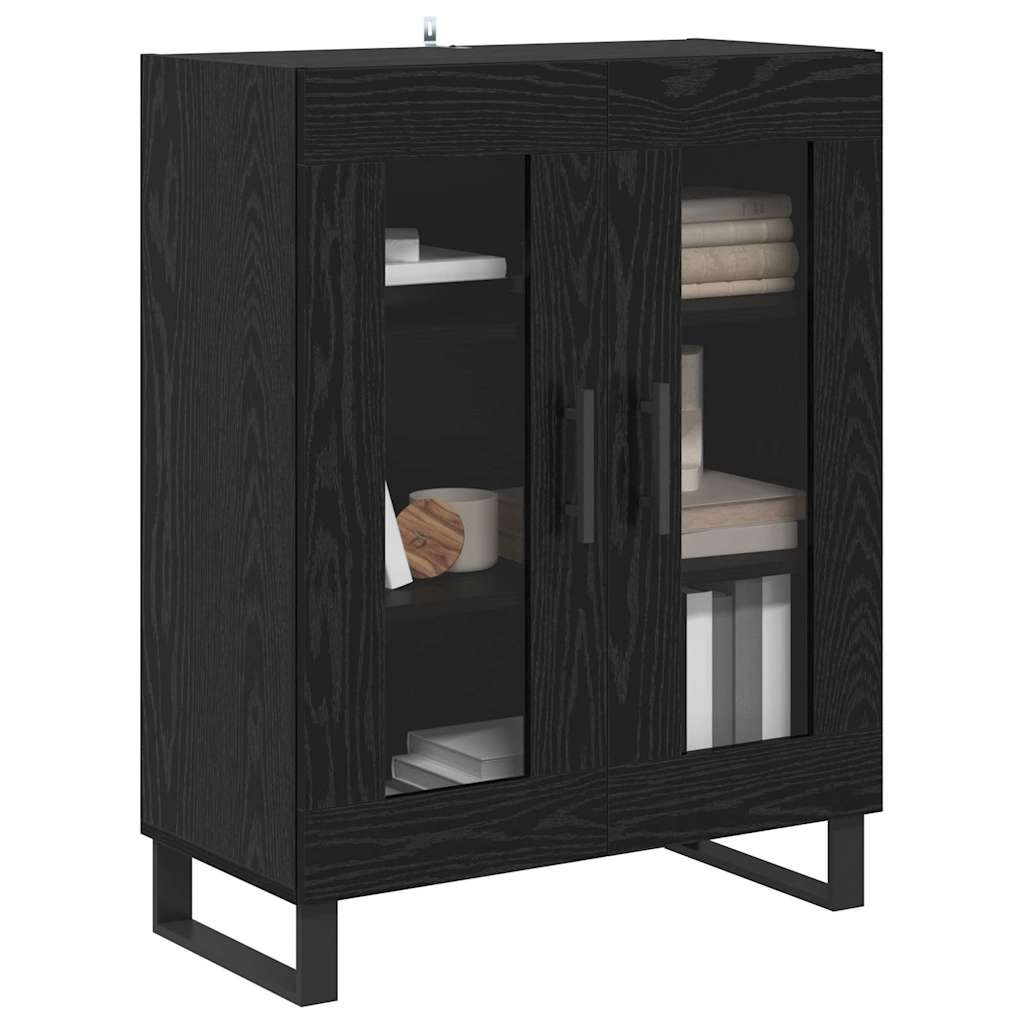 vidaXL Bufet Czarny Dąb 69,5 x 34 x 90 cm Materiał drewnopochodny
