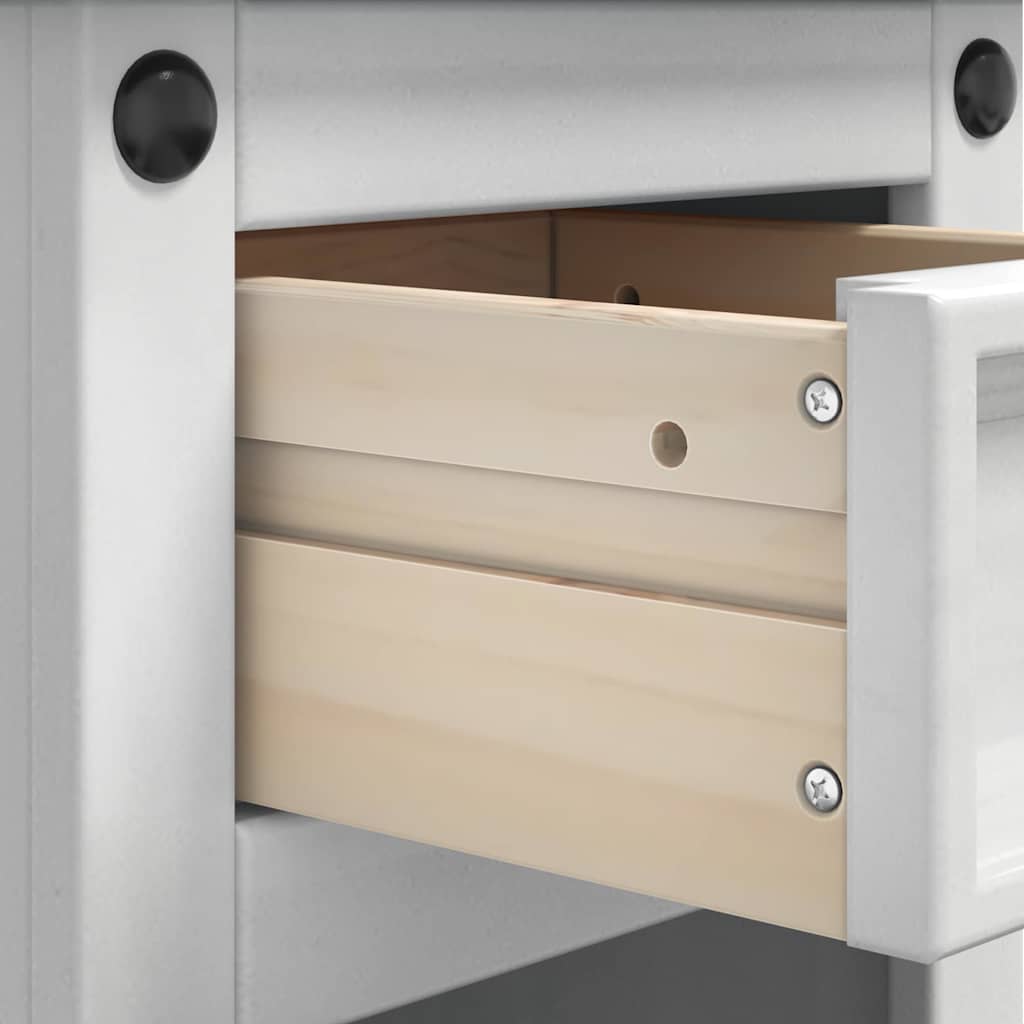 vidaXL Stolik nocny Corona Biały 35 x 32,5 x 58 cm Lite drewno sosnowe