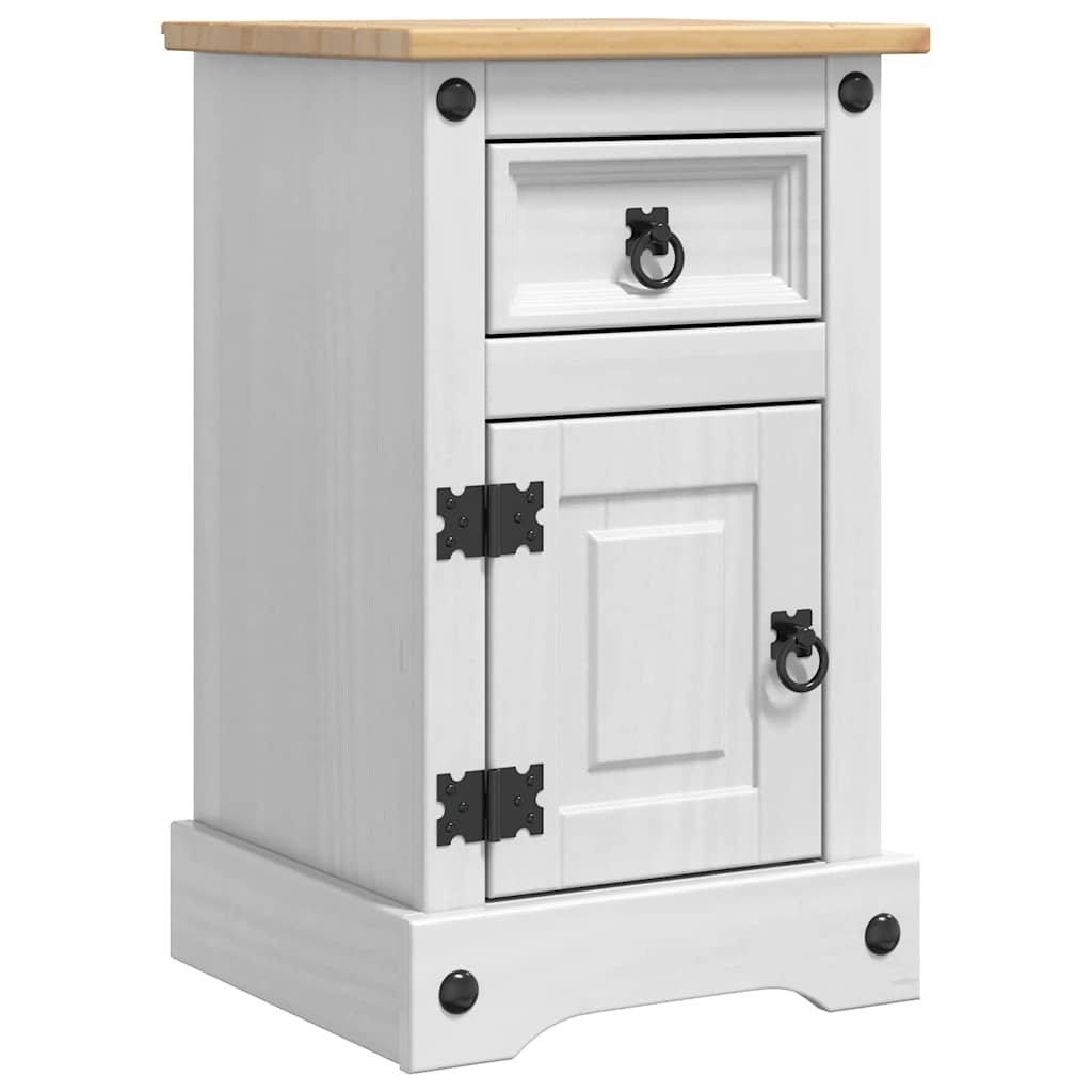 vidaXL Stolik nocny Corona Biały 35 x 32,5 x 58 cm Lite drewno sosnowe