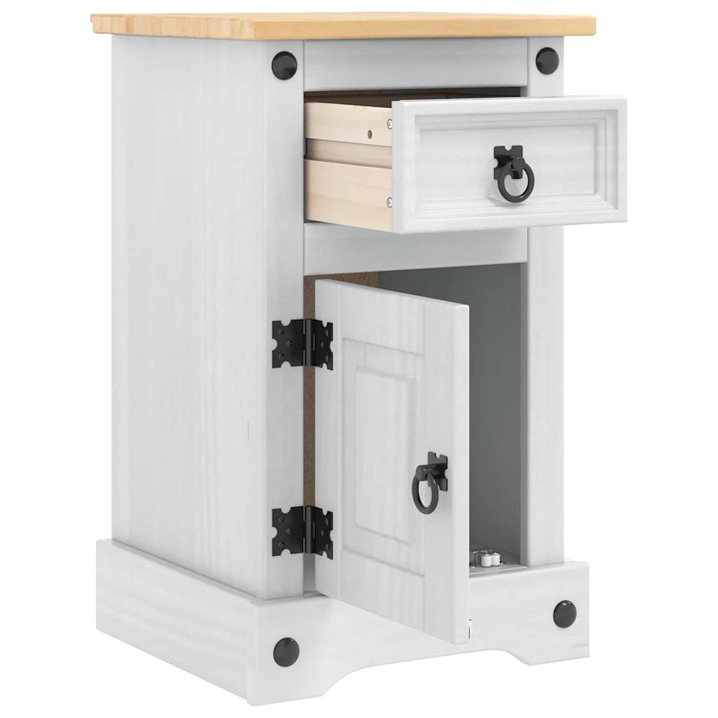 vidaXL Stolik nocny Corona Biały 35 x 32,5 x 58 cm Lite drewno sosnowe