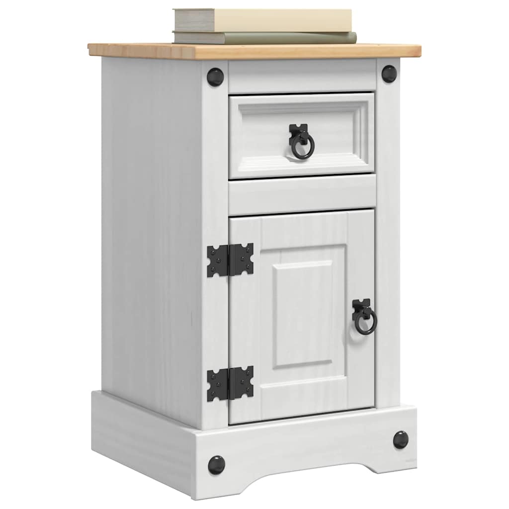 vidaXL Stolik nocny Corona Biały 35 x 32,5 x 58 cm Lite drewno sosnowe