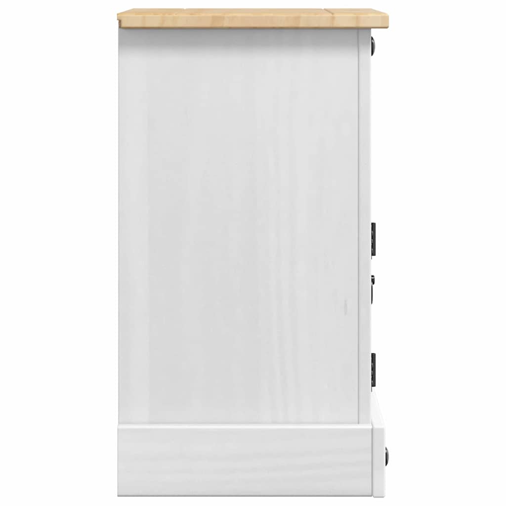 vidaXL Stolik nocny Corona Biały 35 x 32,5 x 58 cm Lite drewno sosnowe