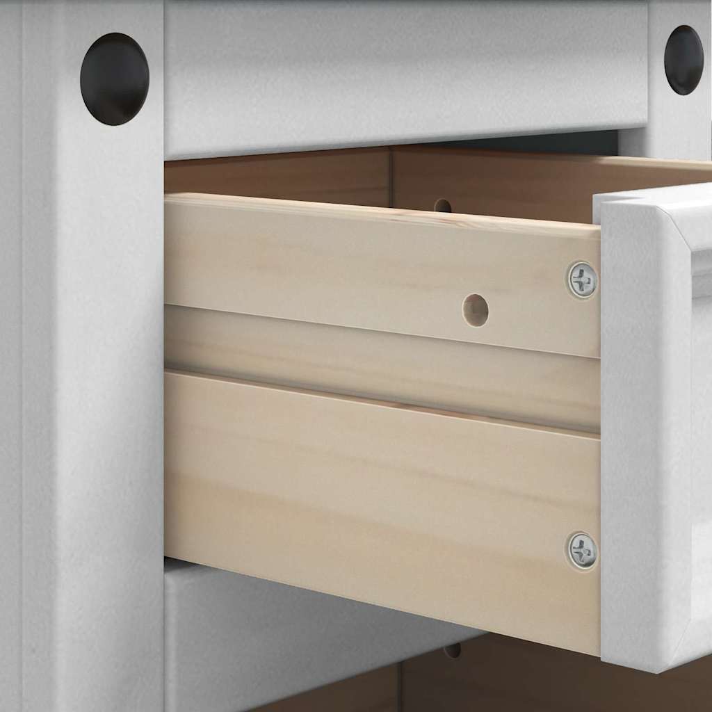 vidaXL Stolik nocny Corona Biały 35 x 32,5 x 58 cm Lite drewno sosnowe