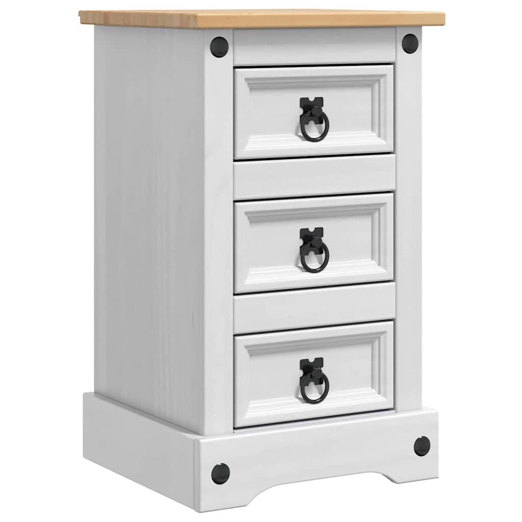 vidaXL Stolik nocny Corona Biały 35 x 32,5 x 58 cm Lite drewno sosnowe