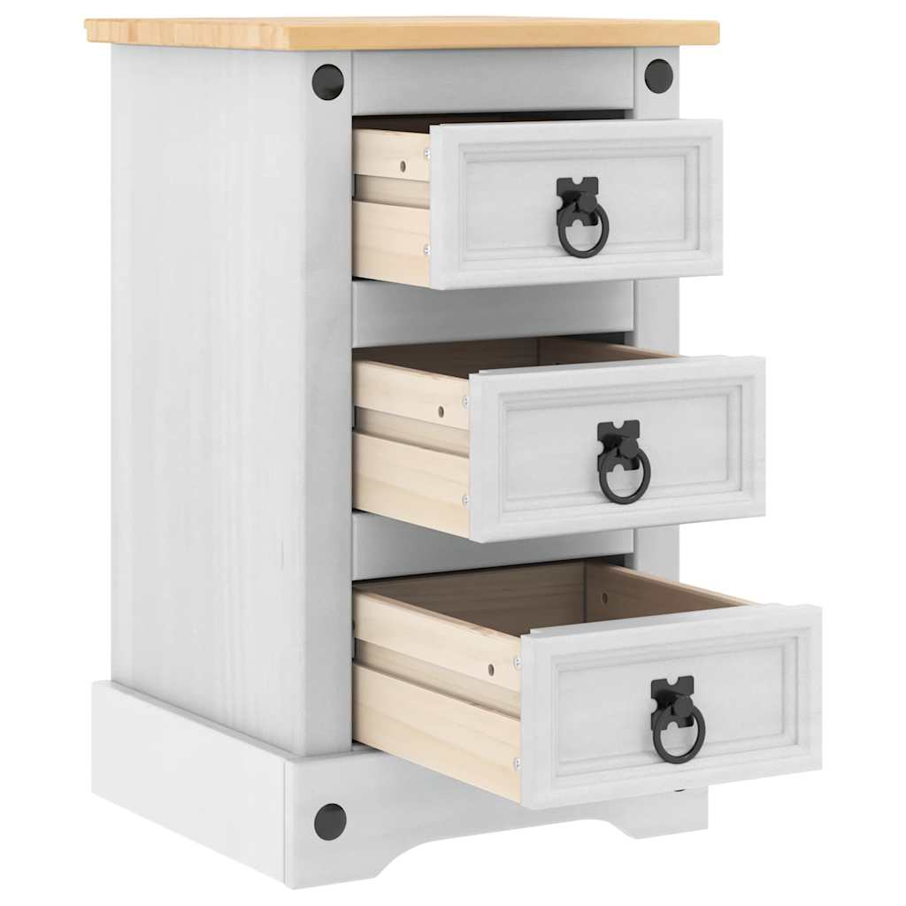 vidaXL Stolik nocny Corona Biały 35 x 32,5 x 58 cm Lite drewno sosnowe