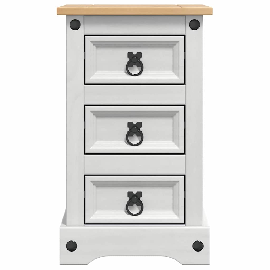 vidaXL Stolik nocny Corona Biały 35 x 32,5 x 58 cm Lite drewno sosnowe